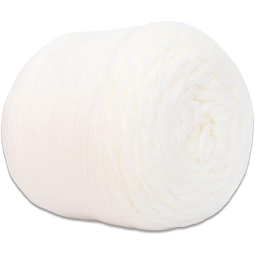 Image of ThreadArt Chunky Yarn Cake for Crochet #6, 300g /316 Yds, White 12 | Soft super bulky #6 acrylic yarn cake for blankets, scarves, hats, crochet and knitting. Big 300g cake is machine washable.