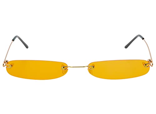 Retro Narrow Small Sunglasses Clear Colored Lens Fashion Rimless Rectangle Sunglasses2