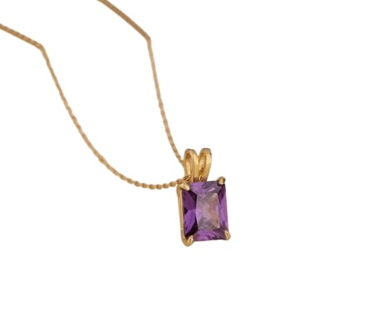 Pendentif améthyste baguette violette 4,4 carats avec chaîne argent doré