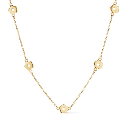 Ana Luisa Gold Chain Rowena Flower Necklace - 14K Gold Plated Link Chain Necklace - Easy-To-Layer, Hypoallergenic, Water-Resistant & Tarnish-Free Necklace - Adjustable Chain Length - Women Gift Id...