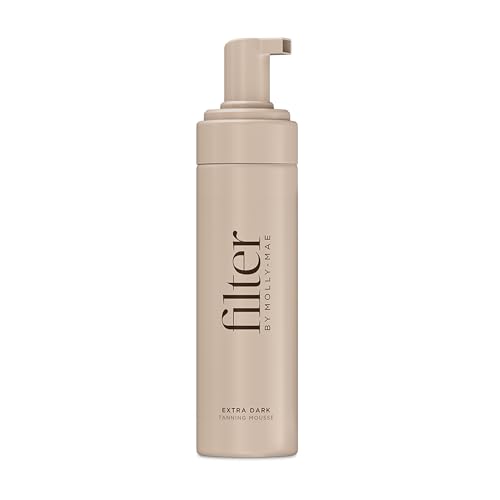 Filter by Molly-Mae Tanning Mousse | Extra Dark Shade | Streak Free Self Tan Foam | Deep Colour, Fast Developing, Skin Friendly and Moisturising Tanner with Easy Application | Cruelty Free | 200ml