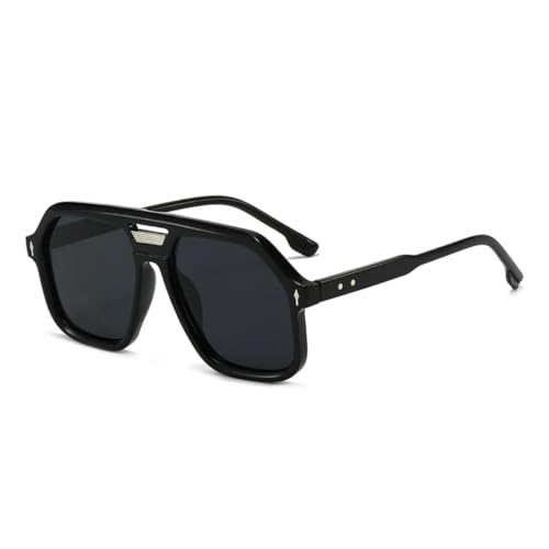 Lunettes de soleil rétro double pont couleur bonbon noir tendance UV400 rivets