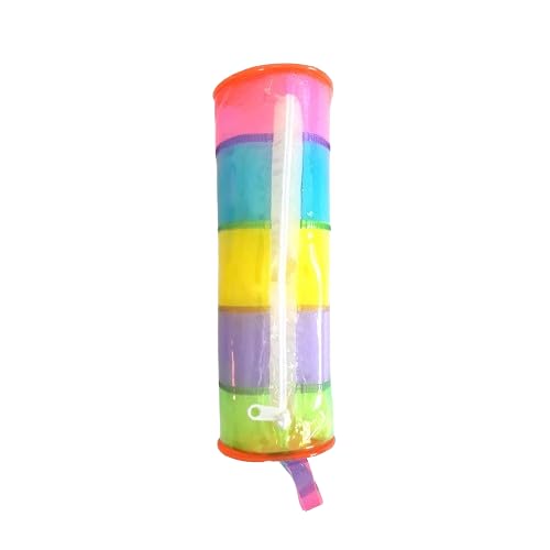 Soft PVC Transparent Neon Round Rainbow Colored case Pouch for School Travel Cosmetic toiletries Storage Bag with Zipper