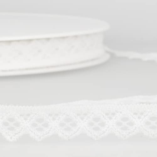 Bordure en dentelle extensible blanche au mètre ruban élastique mercerie