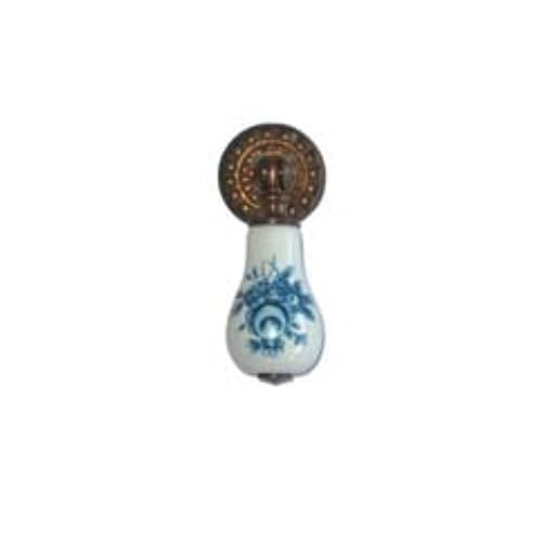 Mobila - Colgante de porcelana con flor azul, 23 x 58 mm