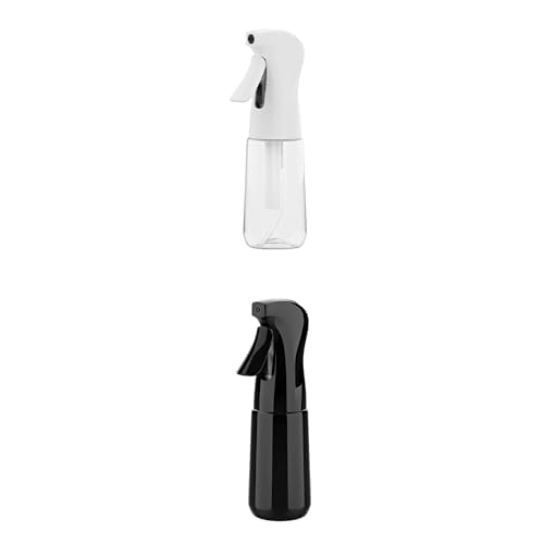 GRIFEMA Pulverizadores de Agua 200ml (Negro + Blanco) – Botellas Spray Reutilizables sin BPA con Niebla Fina y Pulverización Continua para Plantas, Cabello y Limpieza
