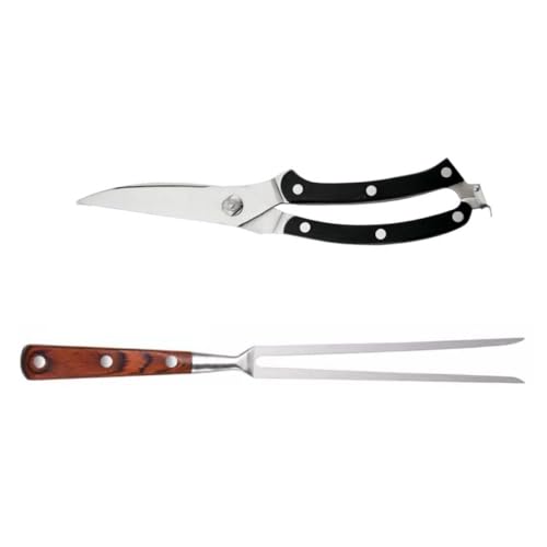 Set profesional tijeras cocina acero y tenedor BBQ miniatura 1