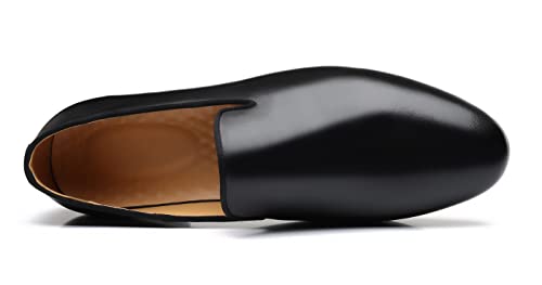Santimon Mens Slip-on Penny Loafers Casual Smoking Slippers Driving Dress Shoes Black4