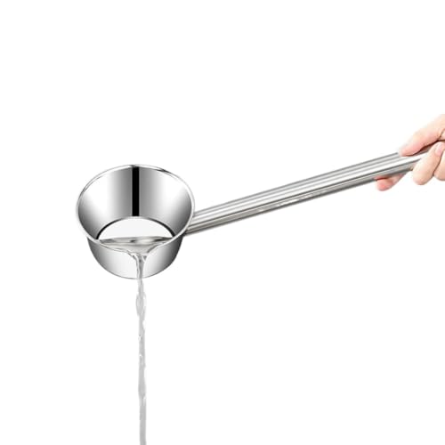 Figoday ステンレス お玉 大容量 ロングハンドル 注ぎ口 付き 業務用 家庭用 多用途 汁物 麺つゆ 煮物 水くみ キッチン 調理 道具 丈夫 サビにくい お手入れ簡単 長柄 スープレードル 玉杓子 耐熱 (長さ45 cm,12cm)