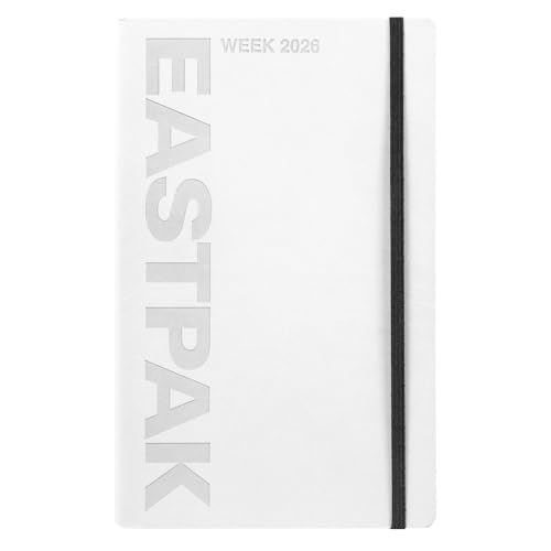Eastpak - Agenda 2026 oficial Eastpak, agenda semanal de 12 meses grande, con 192 páginas, elástica, bolsillo portatodo, marcapáginas, planificador mensual, calendario 2026 y 2027, formato 13 x 21 cm