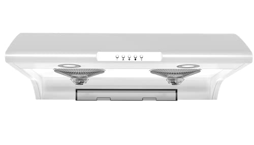 Blue Ocean 30 RH76PHUC White Color Stainless Steel Under Cabinet Kitchen Range Hood | PRO PERFORMANCE | Premium Push Control Panel