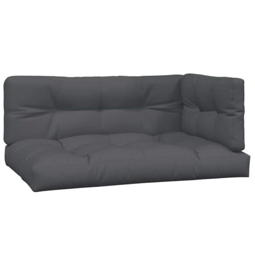 Image of 2-Piece Outdoor Sectional Pallet Sofa Anthracite Solid Acacia Wood 23.6 x 39.4 in Modular Patio Loveseat Set for Garden Balcony and Poolside