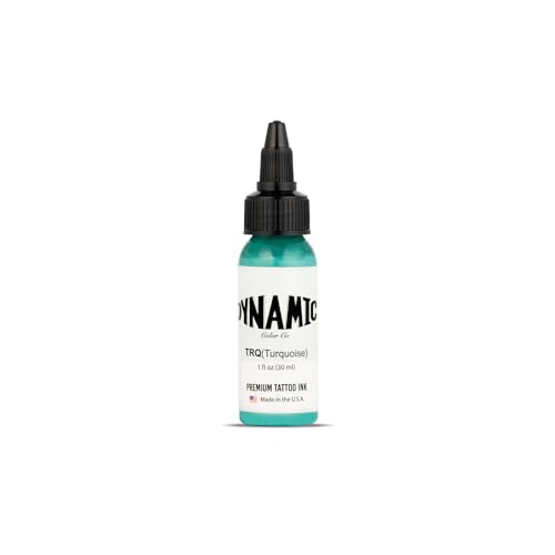 Image of Dynamic Color Turquoise Tattoo Ink, Made in USA Since 1990, 1 oz | Sterilized and lot-numbered for full traceability; established American brand trusted by artists worldwide