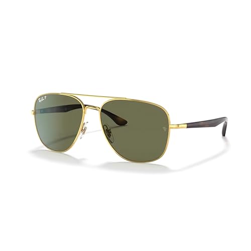 Image of Ray-Ban RB3683 001 /58 56MM Gold /Crystal Lens Polarized Green Classic G-15 Square Sunglasses for Men for Women + BUNDLE with ACCESSORY EYEWEAR KIT