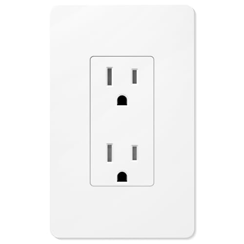 Amico 1 Pack 15 Amp Wall Outlets with Screwless Wall Plates