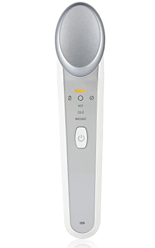 Eye Massager with Heat & Cold, At Home Rechargeable Skin Lifting Machine, for Relax Eye Strain Dark Circles Eye Bags Dry Eyes Wrinkles Fine Line, Improve Sleep, White