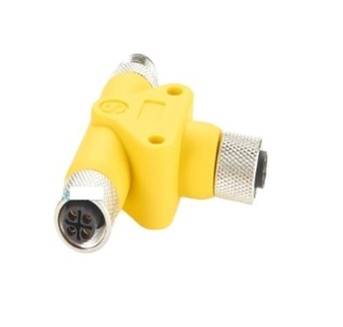 Conector M12 adaptador en T divisor de tres vías código S uno a dos PCM-S-0418