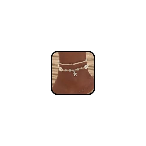 Auiremrti 2 Stück Shell Ankle Bracelet Set for Women,Boho Bead...