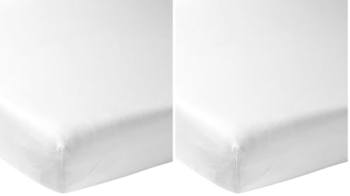 Meyco Baby Uni Drap de lit (Drap de Jersey de qualité, 100% Coton, Ajustement Parfait grâce à l'élastique, Respirant, Taille : 50 x 90 cm), Blanc (Lot de 2)