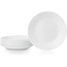 Corelle Vitrelle 8-Piece 6.75" Salad Appetizer Plates Set, Triple Layer Glass and Chip Resistant, Lightweight Round 6-3/4-inch Plates, Winter Frost White