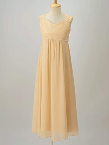 YiZYiF Big Girls Junior Long Chiffon Bridesmaid Dresses Maxi Lace Party Wedding Prom Evening Gowns3