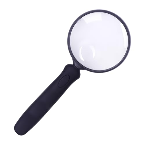 Lakei Magnifying Glass 10X 30X Handheld Reading Magnifying Glass, 75mm Shatter Resistant Lens, Non-Slip Rubber Handle, Suitable for Elderly Reading, Kids Natural Exploration and Science Hobby(Black)