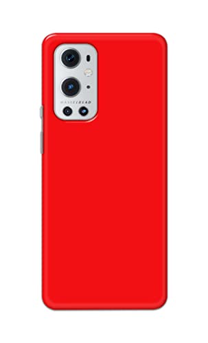 Image of Printed Hard Back Cover Case for OnePlus 9 Pro Back Cover (Plain Red) -1803