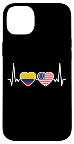 Colombia USA Heartbeat Flag American Colombian Case for iPhone 14 Plus