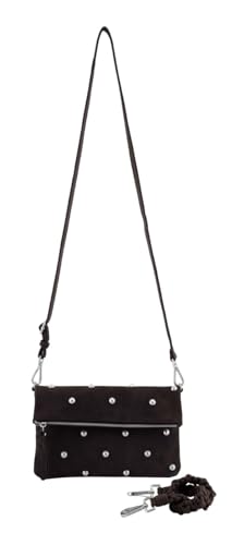 Bolso bandolera de cuero marrón FREDsBRUDER Endless Beads con solapa elegante para diario
