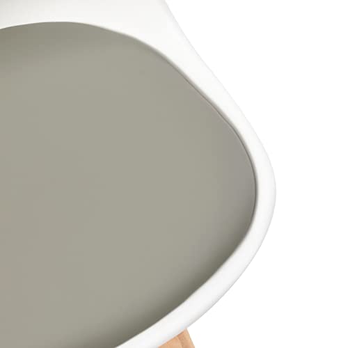 EGGREE 4er Set Esszimmerstühle mit Massivholz Buche Bein SGS Geprüfter, Skandinavisch Design Gepolsterter aus PU-Leder Küchenstuhl Essstühle, Weiß & Grau