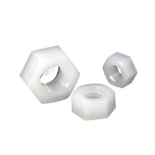 10/50個 M2 M2.5 M3 M4 M5 M6 M8 M10 M12 M14 M16 白/黒 ナイロンプラスチック六角ナット DIN934 熱/電気絶縁用(White,M6 50pcs)