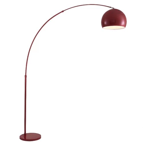 Wylolik Lampada Da Terra Ad Arco Rosso Lampade Terra Regolabili Libera Lampada Verticale In Metallo Lucido Luci Da Terra Decorative Interne Terra Lettura Lampade Alte Atmosfera Luce Terra Per Soggiorn