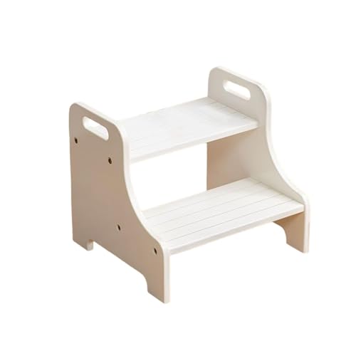 Taburete de dos peldaños con almohadillas antideslizantes blanco 8