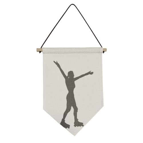 Drapeau patinage à roulettes noir en toile suspendue vintage décor