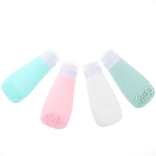 FRCOLOR 4 Piezas Botella Con Cepillo Botella Dispensadora Exprimir Botellas Viaje Recargable Botellas De Loción Vacías Botella De Agua Delgada Botellas De Bomba De Espuma Gel De Sílice