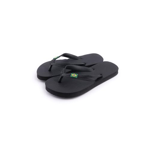 R-ISLAND Flip flop de niños,Chanclas,Unisex,Logo Brasil,La talla 30-35,Impermeable,La suela hecho con PE.Genial para casa exterior y interior,Playa,Piscina.. (Negro, 32)