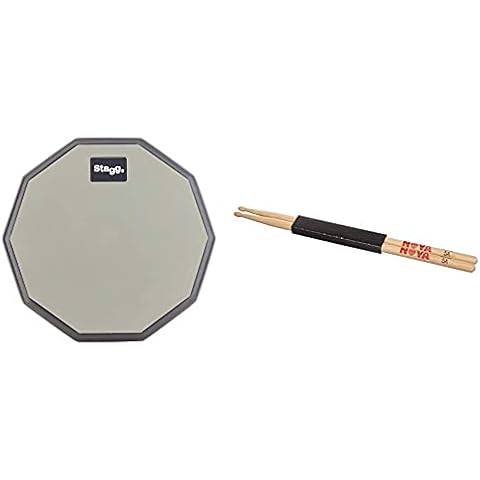 Stagg TD-08R Ten-Sided Desktop Practice Pad & Vic Firth Drumsticks Cover