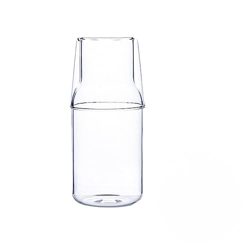 Set di caraffa per acqua da comodino con bicchiere, caraffa da comodino con bicchiere, caraffa da comodino con bicchiere, caraffa da comodino con bicchiere, brocca in vetro trasparente per succo