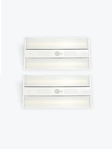 2 Pack 220W Linear High Bay Shop Light w/ 25W Emergency Battery 2FT, 32000lm 148 LM/W, 5000K Warehouse Lighting, UL Complied, 5 Years Warranty 120-277V