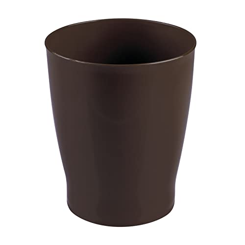 Image of mDesign Round Plastic Bathroom Garbage Can, 1.25 Gallon Wastebasket, Garbage Bin, Trash Can for Bathroom, Bedroom, and Kids Room - Small Trash Can - Fyfe Collection - Dark Brown