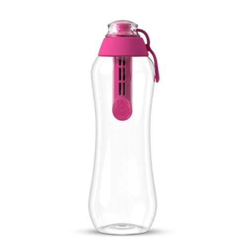 Dafi Botella Filtrante de Agua con un Filtro de Carbón Activado 0,5L, Flamingo - sin BPA, Elimina el sabor y el olor a cloro - para la Escuela, el Gimnasio, los Viajes - Botella Filtradora de Agua