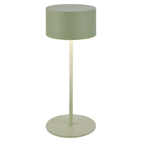 BRILONER - LED Tischlampe kabellos IP44 mit Lichtkante, Touch, dimmbar, Akku Tischleuchte, Nachttischlampe, Leselampe, LED Lampe, Outdoor, Touchlampe, Tischlampe Akku, 8 x 19 cm (DxH), Salbeigrün