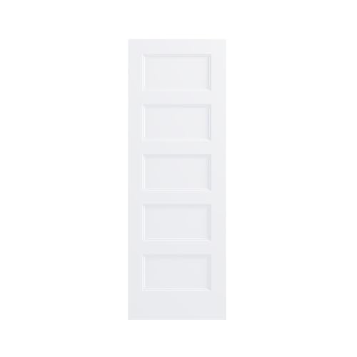 Image of JUBEST 28 inchx80 inch 5-Panel Shaker Style White Primed Hollow Core Interior Molded Door Slab, NOT Pre-drilled and NOT Included Hardware, Pre-Assembled Interior Door for Pantry, Laundry, Closet