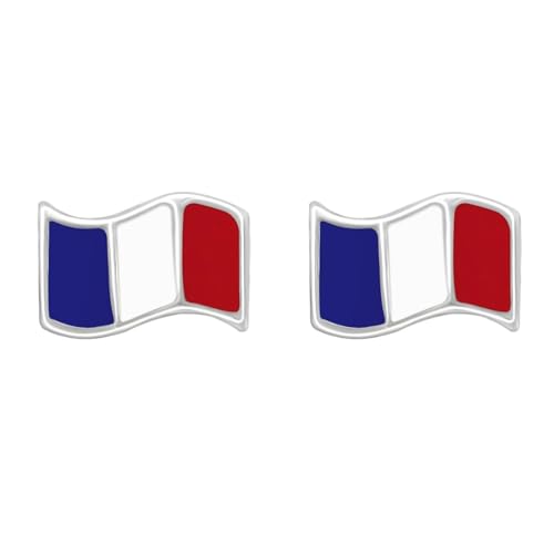 Boucles d'oreilles Zenvie drapeau français argent sterling 7x5mm