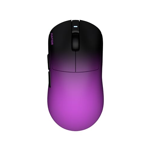 HATOR Quasar 3 Ultima 8K Wireless Souris Gaming sans Fil, 52g Lightweight, PixArt PAW3950, 30000 DPI, Optical Switches 100M, 8000Hz, 2.4GHz/Bluetooth 5.4/USB-C, PTFE Skates, PC/Mac (Noir/Violet)
