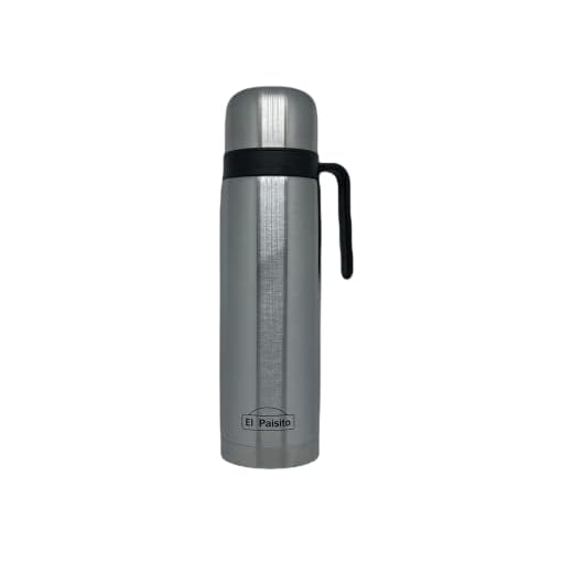 El Paisito termo Termo de Acero Inoxidable 1L para Mate y Té, Acero Inoxidable, Plata, 8 x 8 x 30 cm