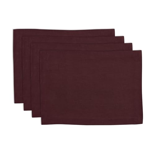 Solino Home Cloth Placemats Set of 4-100% Pure Linen Cordovan Placemats 14 x 19 Inch - Sonoma, Handcrafted and Machine Washable
