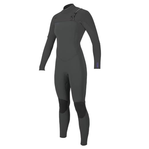 O'Neill Hyperfreak+ Neoprenanzug für Damen, 4/3 mm Brust-Reißverschluss, mit Reißverschluss – Gunmetal – Reißverschluss über einer 360°-Barriere mit Ablauflöchern