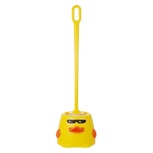 GLSTOY Cepillo para Inodoro Largo con Cerdas Suaves y Mango Extendido, Diseño Infantil Pato Amarillo, Accesorio de Limpieza para Baño, Juego de Escobilla Decorativa para WC, Uso