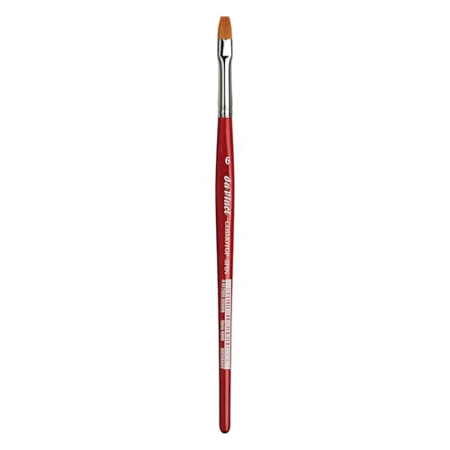 Image of da Vinci Brushes Watercolor Series 5880 Cosmotop Spin Paint Brush, Flat Synthetic with Red Handle, Size 6 (5880-06)